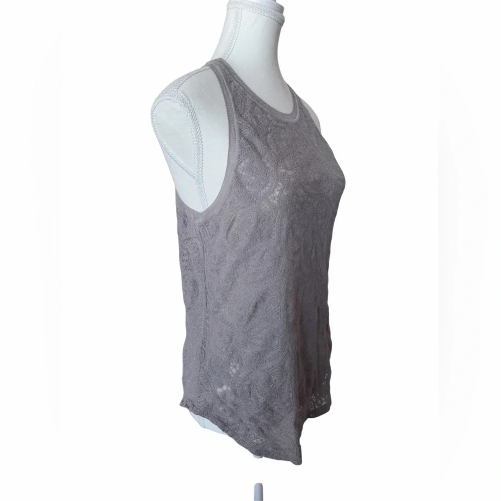 Wilfred Lace Racerback Tank Top Grey Paisley Lace Size L - Picture 2 of 4